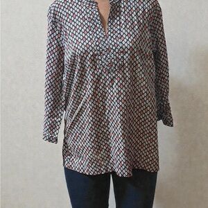 Talbots Black and Red Patterned Blouse